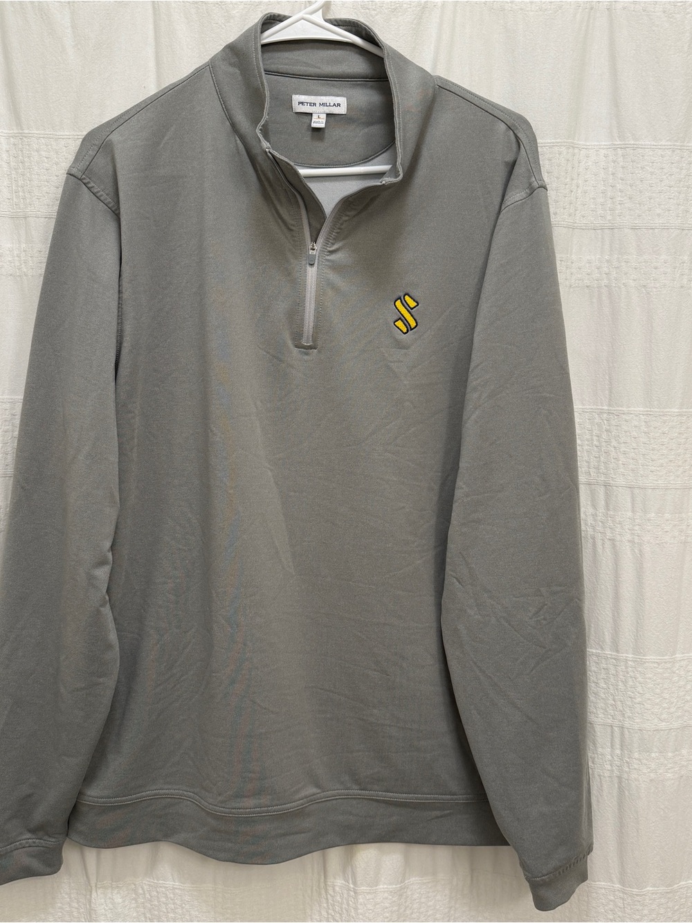 Peter Millar Performance Quarter-Zip Pullover Gray Men’s Large Golf Preppy Logo
